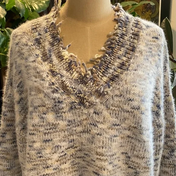Anthropologie Frayed Confetti Oversized sweater